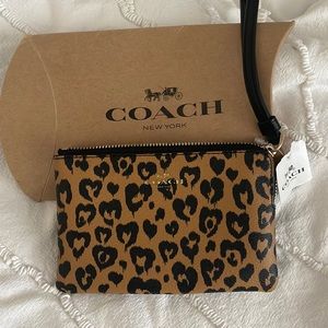 Wild Heart Print Coach Wristlet
